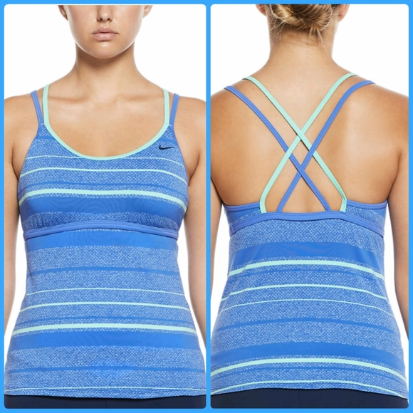 NWOT Nike Tankini Striped Swim/Athletic Top - Picture 1 of 3